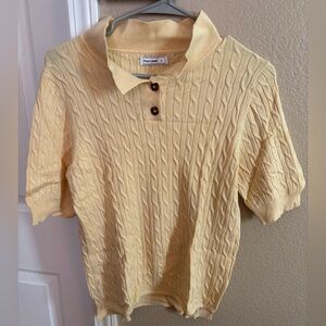 Kids Yellow Cable Knit Polo Shirt